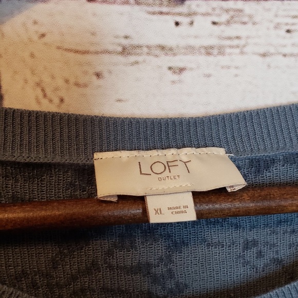 Loft Floral Pullover Sweater Blue Scoop Neck XL - Picture 4 of 7